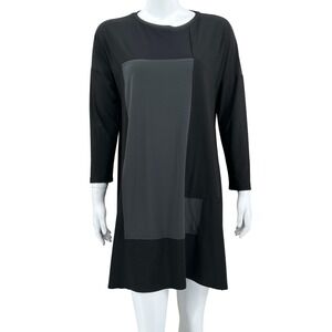Sun‎ Kim Dress Womens Small Black Slinky Knit Colorblock Minimalist Lagenlook